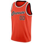 Personalized Orange Black Pinstripe Black-White Authentic Basketball Jersey Team Custom Name and Number