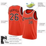 Personalized Orange Black Pinstripe Black-White Authentic Basketball Jersey Team Custom Name and Number