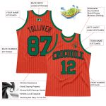 Personalized Orange Black Pinstripe Kelly Green Authentic Basketball Jersey Team Custom Name and Number