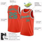Personalized Orange Black Pinstripe Kelly Green-White Authentic Basketball Jersey Team Custom Name and Number