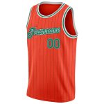 Personalized Orange Black Pinstripe Kelly Green-White Authentic Basketball Jersey Team Custom Name and Number