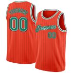 Personalized Orange Black Pinstripe Kelly Green-White Authentic Basketball Jersey Team Custom Name and Number