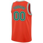 Personalized Orange Black Pinstripe Kelly Green-White Authentic Basketball Jersey Team Custom Name and Number