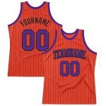 Personalized Orange Black Pinstripe Purple Authentic Basketball Jersey Team Custom Name and Number