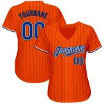 Personalized Orange Black Pinstripe Royal-Black Authentic Baseball Jersey Team Custom Name and Number