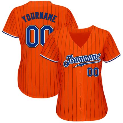 Personalized Orange Black Pinstripe Royal-Black Authentic Baseball Jersey Team Custom Name and Number