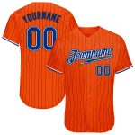 Personalized Orange Black Pinstripe Royal-Black Authentic Baseball Jersey Team Custom Name and Number