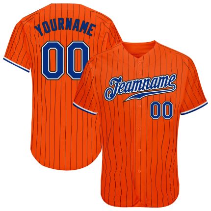 Personalized Orange Black Pinstripe Royal-Black Authentic Baseball Jersey Team Custom Name and Number