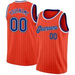 Personalized Orange Black Pinstripe Royal-White Authentic Basketball Jersey Team Custom Name and Number