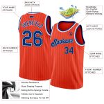 Personalized Orange Black Pinstripe Royal-White Authentic Basketball Jersey Team Custom Name and Number