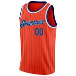 Personalized Orange Black Pinstripe Royal-White Authentic Basketball Jersey Team Custom Name and Number