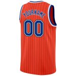 Personalized Orange Black Pinstripe Royal-White Authentic Basketball Jersey Team Custom Name and Number