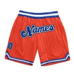 Personalized Orange Black Pinstripe Royal-White Authentic Basketball Shorts Team Custom Name and Number