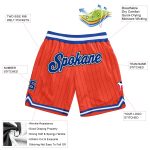 Personalized Orange Black Pinstripe Royal-White Authentic Basketball Shorts Team Custom Name and Number