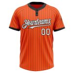 Personalized Orange Black Pinstripe White Two-Button Unisex Softball Jersey Team Custom Name and Number