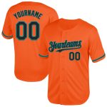 Personalized Orange Black-Teal Mesh Authentic Throwback Baseball Jersey Team Custom Name and Number