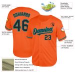 Personalized Orange Black-Teal Mesh Authentic Throwback Baseball Jersey Team Custom Name and Number