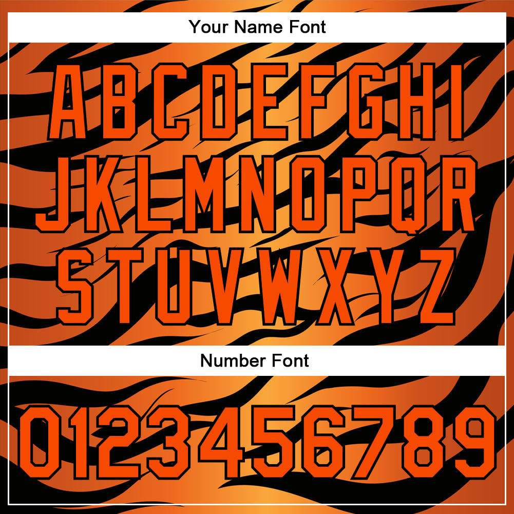 Personalized Orange Black Tiger 3D Pattern Design Bomber Full-Snap Varsity Letterman Jacket Team Custom Name and Number Personalized Orange Black Tiger 3D Pattern Design Bomber Full-Snap Varsity Letterman Jacket Team Custom Name and Number - Image 5