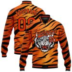 Personalized Orange Black Tiger 3D Pattern Design Bomber Full-Snap Varsity Letterman Jacket Team Custom Name and Number