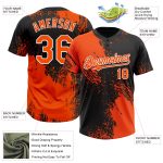 Personalized Orange Black-White 3D Pattern Abstract Brush Stroke Two-Button Unisex Softball Jersey Team Custom Name and Number