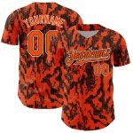 Personalized Orange Black-White 3D Pattern Design Abstract Fluid Authentic Baseball Jersey Team Custom Name and Number