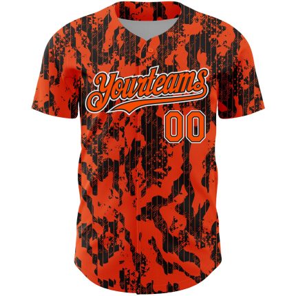Personalized Orange Black-White 3D Pattern Design Abstract Fluid Authentic Baseball Jersey Team Custom Name and Number