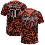 Personalized Orange Black-White 3D Pattern Two-Button Unisex Softball Jersey Team Custom Name and Number