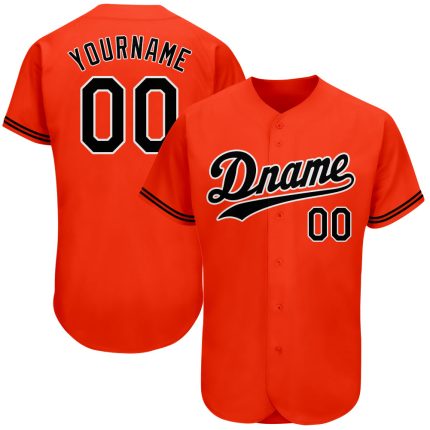 Personalized Orange Black-White Authentic Baseball Jersey