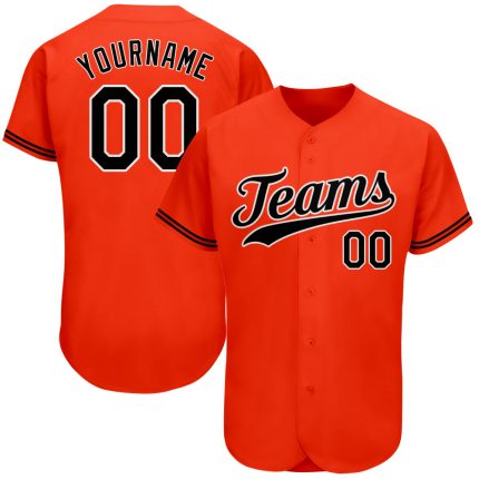 Personalized Orange Black-White Authentic Baseball Jersey Team Custom Name and Number