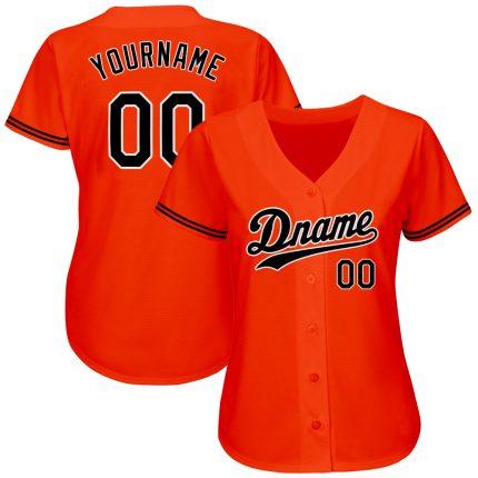 Personalized Orange Black-White Authentic Baseball Jersey