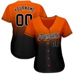 Personalized Orange Black-White Authentic Fade Fashion Baseball Jersey Team Custom Name and Number