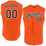 Personalized Orange Black-White Authentic Sleeveless Baseball Jersey
