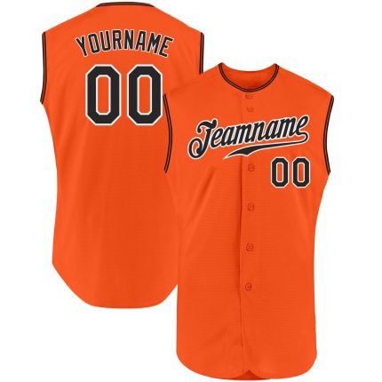 Personalized Orange Black-White Authentic Sleeveless Baseball Jersey Team Custom Name and Number