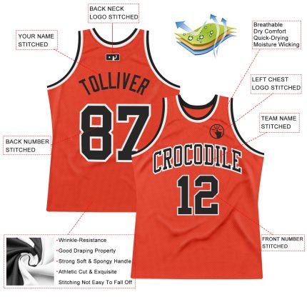 Personalized Orange Black-White Authentic Throwback Basketball Jersey