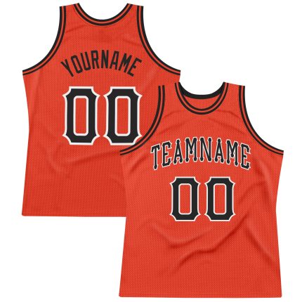 Personalized Orange Black-White Authentic Throwback Basketball Jersey Team Custom Name and Number