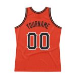 Personalized Orange Black-White Authentic Throwback Basketball Jersey Team Custom Name and Number