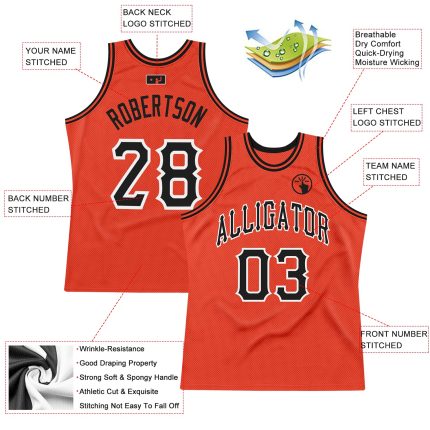 Personalized Orange Black-White Authentic Throwback Basketball Jersey Team Custom Name and Number