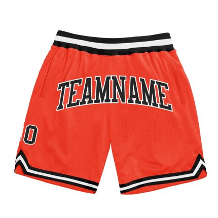 Personalized Orange Black-White Authentic Throwback Basketball Shorts