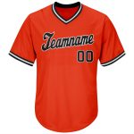 Personalized Orange Black-White Authentic Throwback Rib-Knit Baseball Jersey Shirt