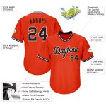 Personalized Orange Black-White Authentic Throwback Rib-Knit Baseball Jersey Shirt