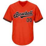 Personalized Orange Black-White Authentic Throwback Rib-Knit Baseball Jersey Shirt Team Custom Name and Number
