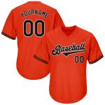 Personalized Orange Black-White Authentic Throwback Rib-Knit Baseball Jersey Shirt Team Custom Name and Number