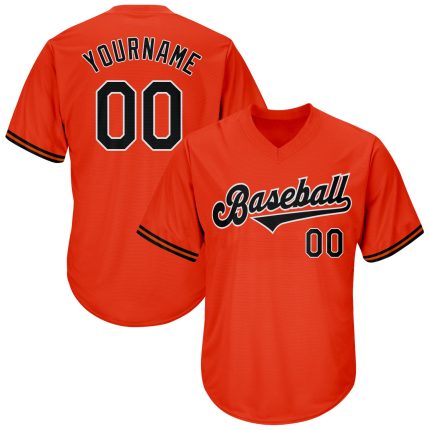 Personalized Orange Black-White Authentic Throwback Rib-Knit Baseball Jersey Shirt Team Custom Name and Number