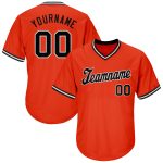 Personalized Orange Black-White Authentic Throwback Rib-Knit Baseball Jersey Shirt