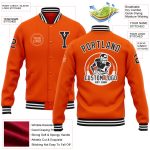 Personalized Orange Black-White Bomber Full-Snap Varsity Letterman Jacket