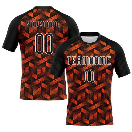 Custom orange, black and white volleyball jersey