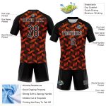 Custom orange, black and white volleyball jersey, side view
