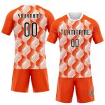 Personalized Orange Black-White Geometric Shape Sublimation Volleyball Uniform Jersey Team Custom Name and Number