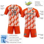 Personalized Orange Black-White Geometric Shape Sublimation Volleyball Uniform Jersey Team Custom Name and Number