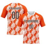 Personalized Orange Black-White Geometric Shape Sublimation Volleyball Uniform Jersey Team Custom Name and Number